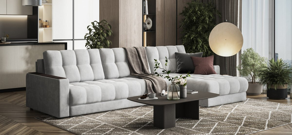 Угловой диван Босс Макс Велюр Монолит сталь