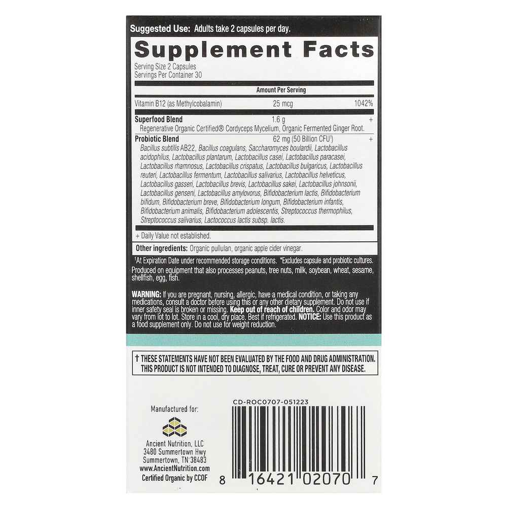 Ancient Nutrition, Пробиотики для поддержки метаболизма, 60 капсул