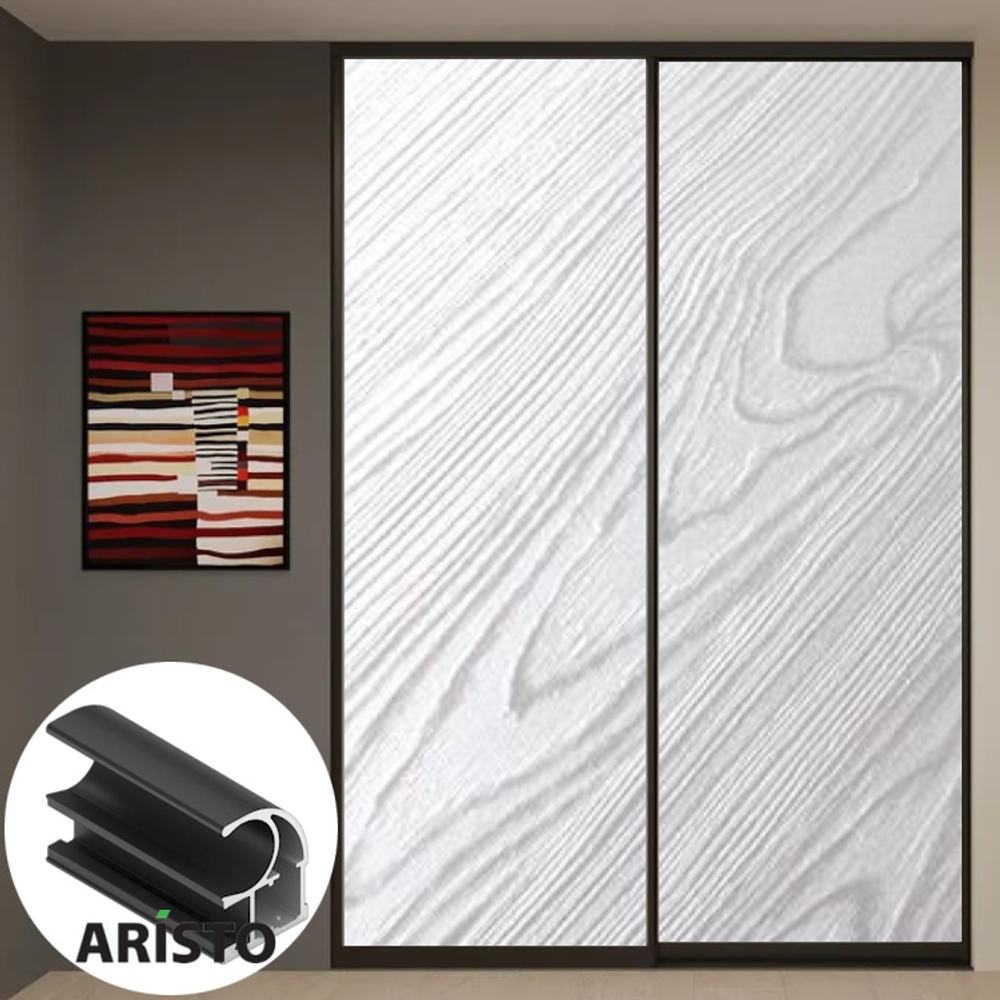 Дверь-купе ARISTO С, ЛДСП EGGER, профиль черный велюр (18 цветов)