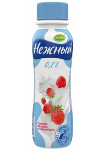 Йогурт питьевой Нежный Малина-земляника 0,1% шт 285 г