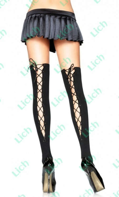 Чулки черные cо шнуровкой сзади