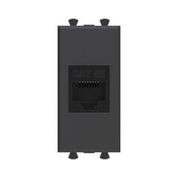 Компьютерная розетка RJ-45 без шторки модульная, кат.5е, "Avanti", "Черный матовый", 1 модуль