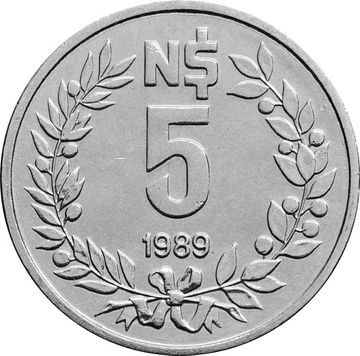 5 новых песо 1989 Уругвай