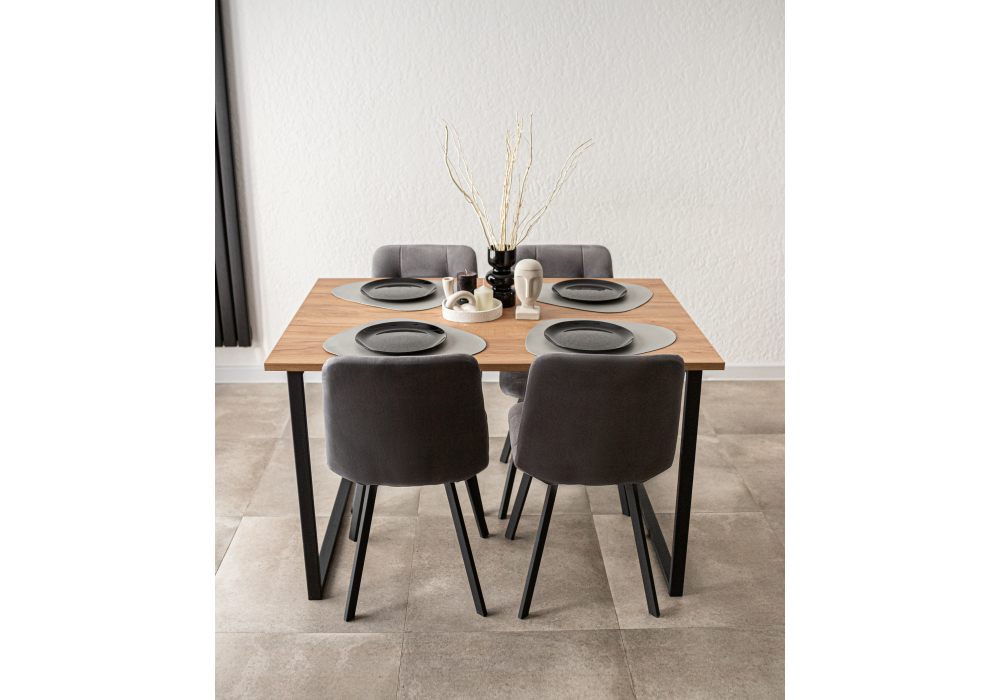 Стол деревянный Woodville Лиман 117 х 77 дуб крафт золотой, черный матовый, ножки черные