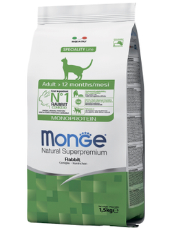 Monge Cat Monoprotein Adult Rabbit корм для взрослых кошек с кроликом 1,5 кг