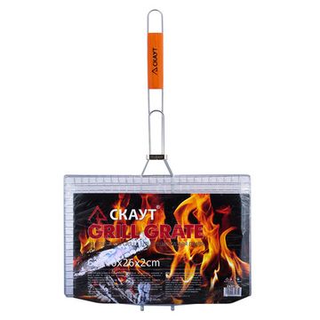 Решетка для овощей 40х26х2 см. из хромированной стали СКАУТ СК-0716 с деревянными ручками