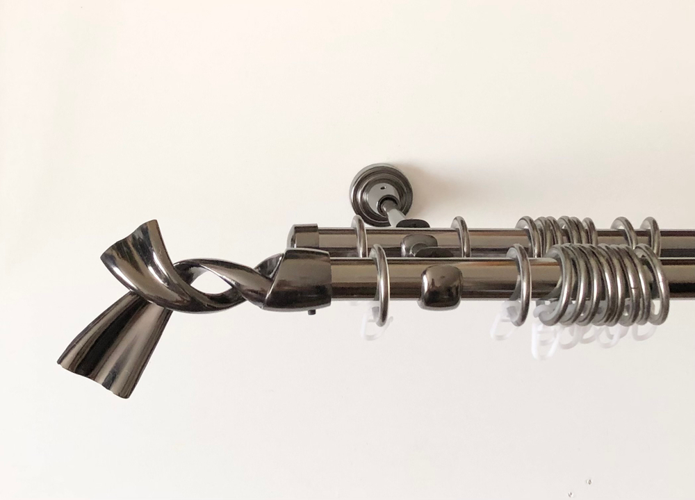 Карниз для штор "Темпо" d19/19 мм двухрядный, цвет черный никель