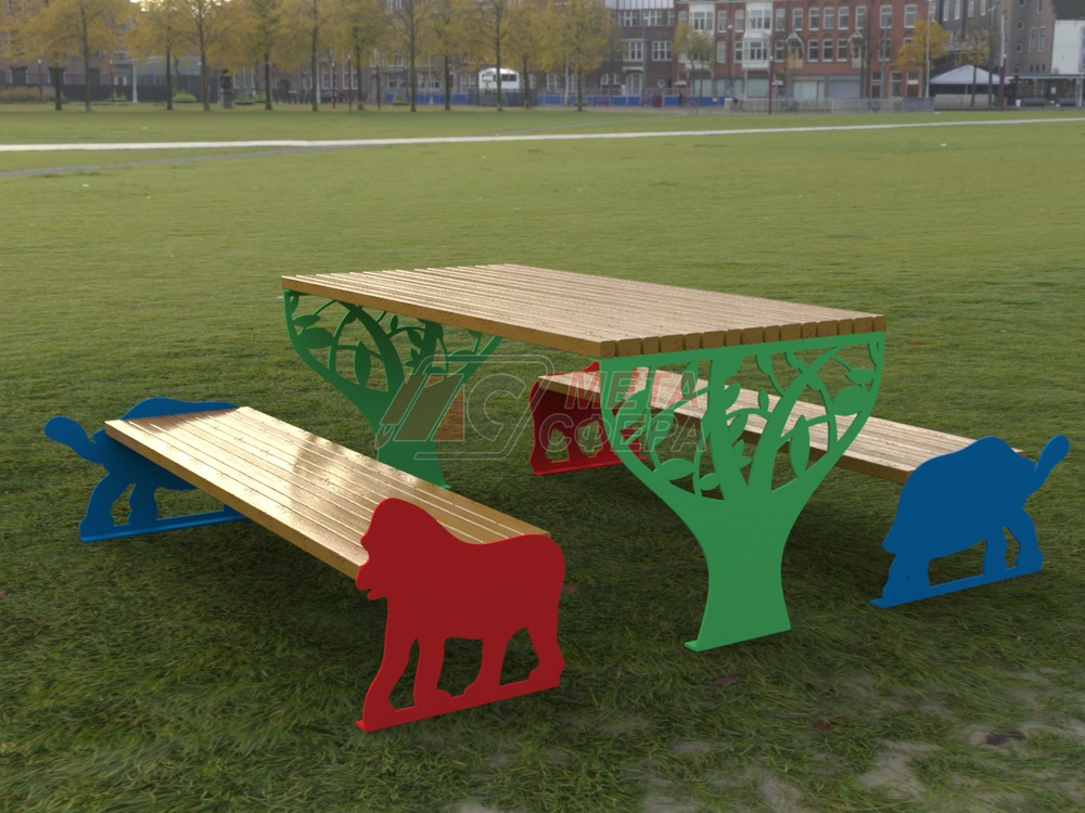 Стол с лавками Зоо