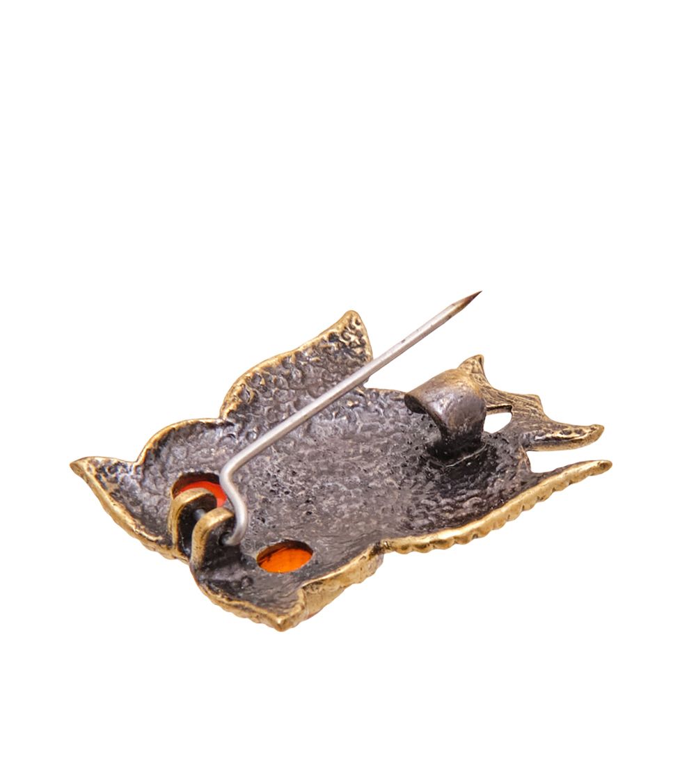 AM-3502 Брошь «Сова Точечка» (латунь, янтарь)