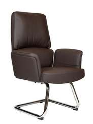 Кресло офисное Норден / Бонно CF / Bonno CF  / коричневая кожа / алюминевая база