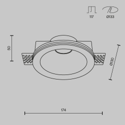 Встраиваемый светильник Maytoni Technical Downlight Gyps Modern DL002-1-01-W-1