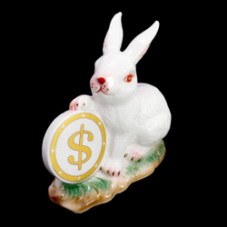 Новогодний сувенир фарфоровый зайчик 15 см