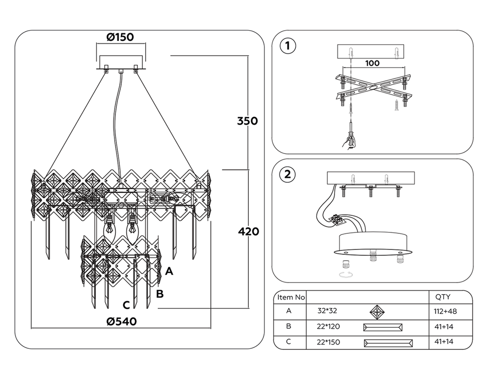 Ambrella Подвесная люстра с хрусталем Traditional TR5275