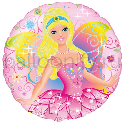 Фольгированная фигура, круг, Фея на розовом круге/FM,18"/46СМ