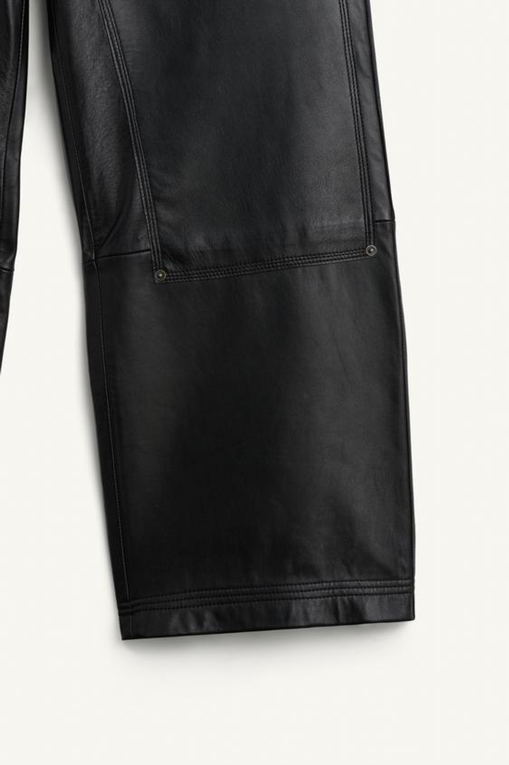 ZARA БРЮКИ ПРЯМОГО КРОЯ ИЗ КОЖИ НАППА, ЧЕРНЫЙ