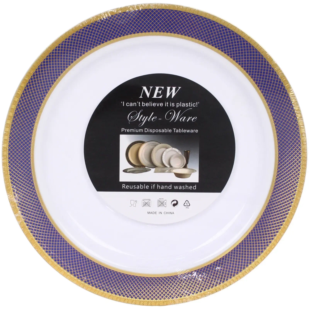 Тарелка 26см «DOLCE VITA» в наборе 3шт, синяя с золотом