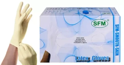 Перчатки латексные хирургические стерильные опудренные SFM 534433 размер M