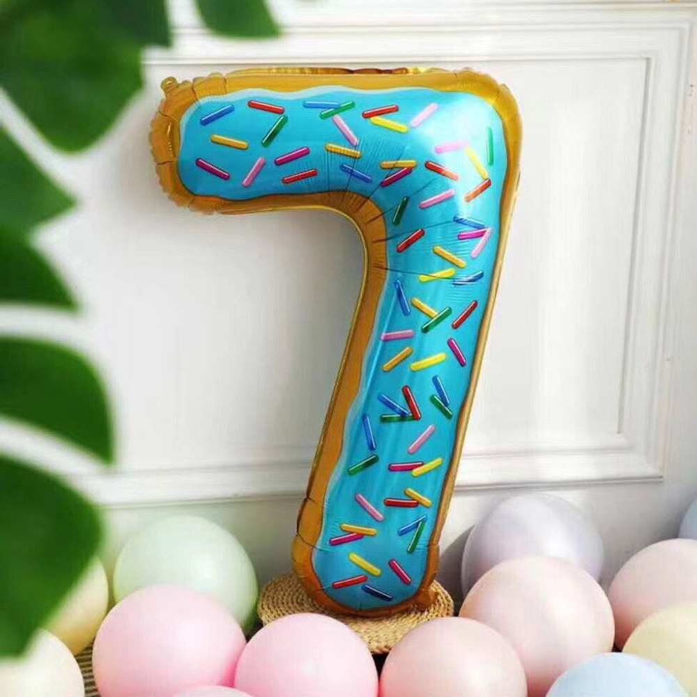 Шар фольгированный 32'/81см Цифра 7"Сладкий пончик»