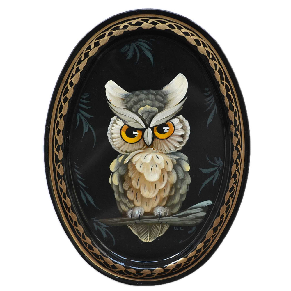 Жостовский поднос декоративный, размер 17х12 см (A2), металлический