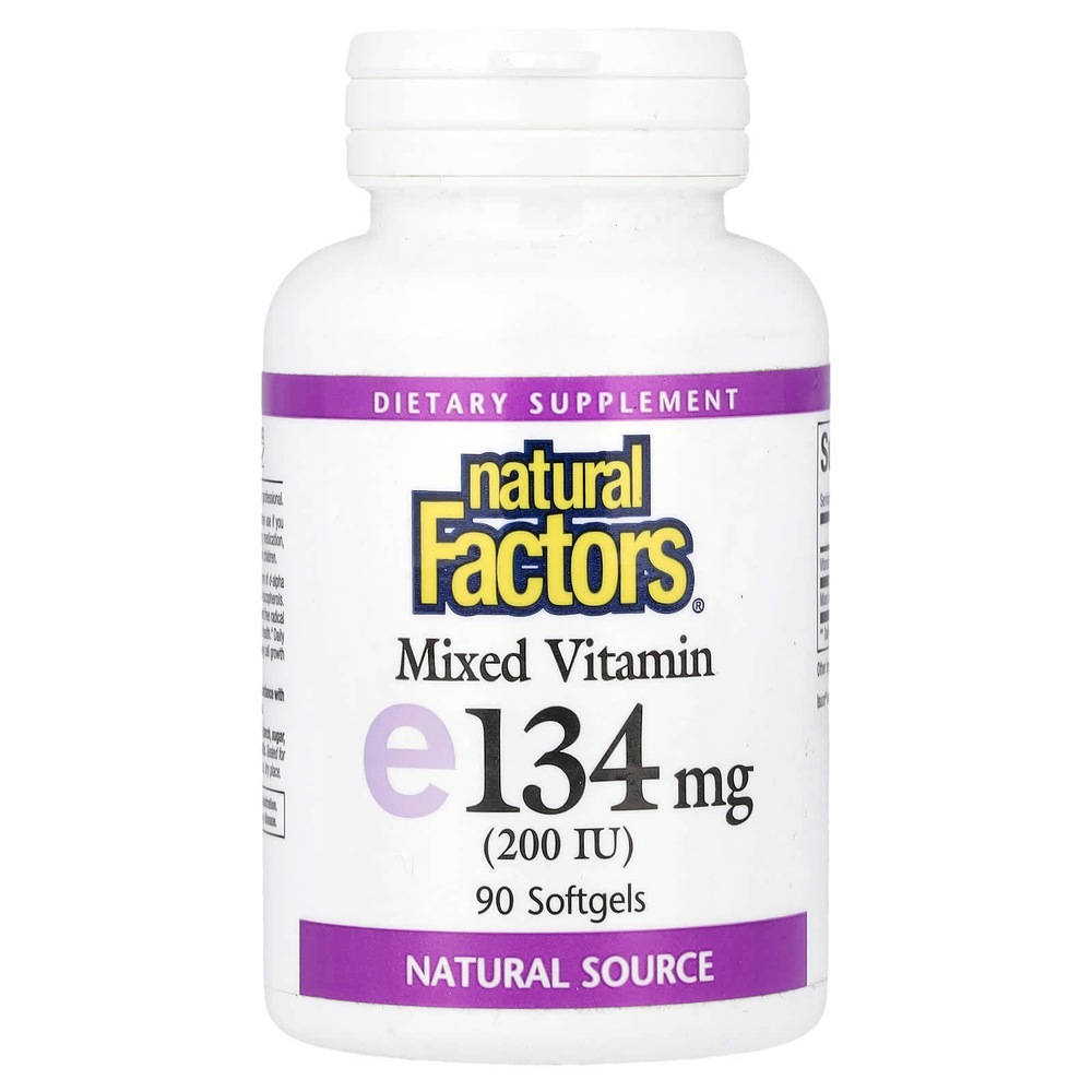 Natural Factors, смешанный витамин E, 134 мг (200 МЕ), 90 капсул