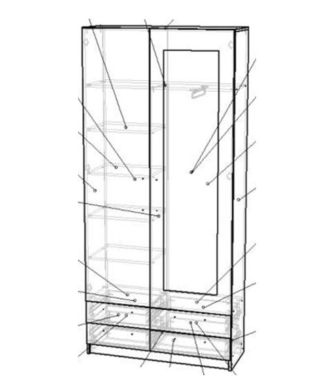 Шкаф ИЛИЯ-3 с зеркалом правый