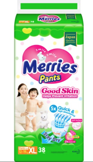 MERRIES Good Skin Трусики для детей размер XL 12-19 кг 38 шт