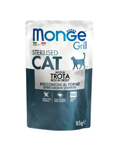 Monge Cat Grill (Монж Кэт Гриль) влажный корм для стерилизованных кошек, паучи 85 г - 28шт.