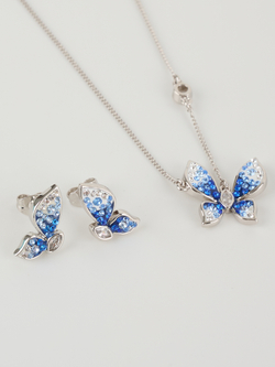 Серьги Голубая бабочка с кристаллами Swarovski