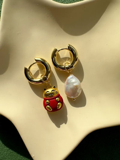 Серьги Манэки с жемчугом