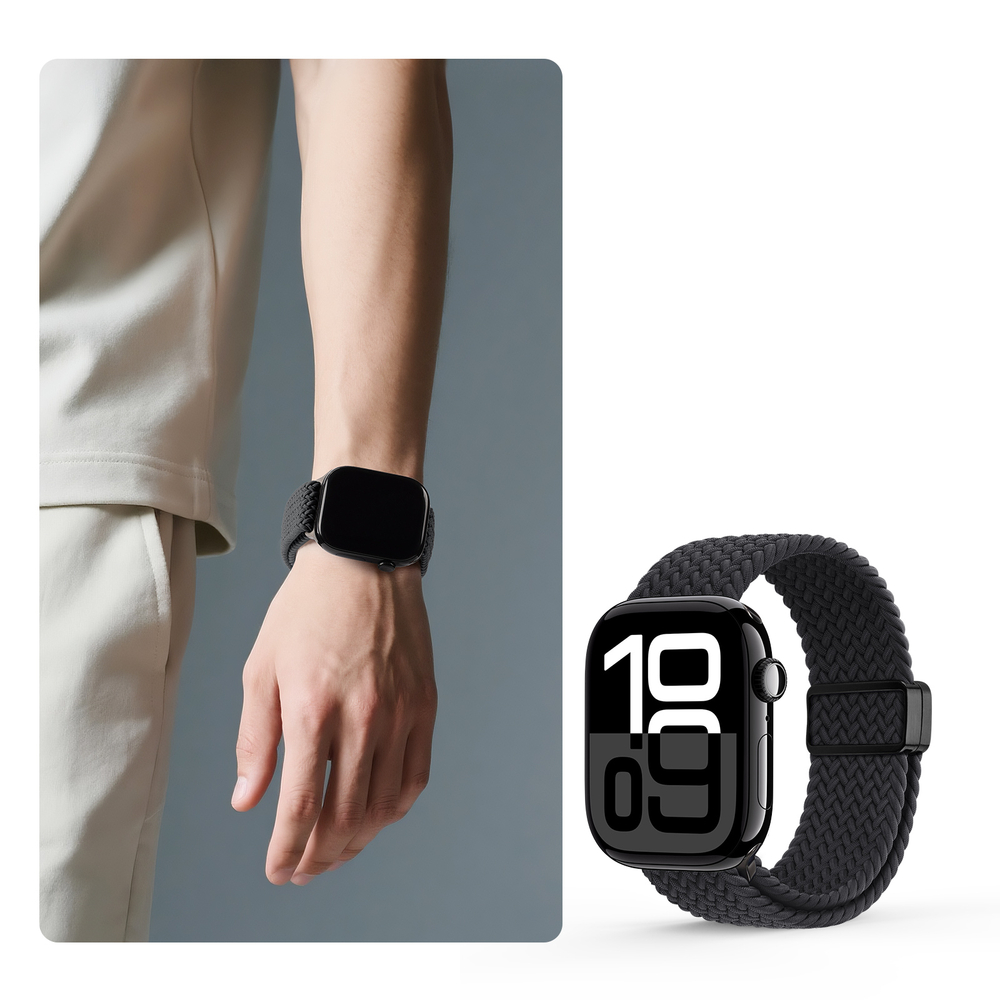 Эластичный ремешок черного цвета (Midnight) для смарт часов Apple Watch размером 42, 44, 45, 46, 49MM, серия Mixture Ultra Series от Dux Ducis