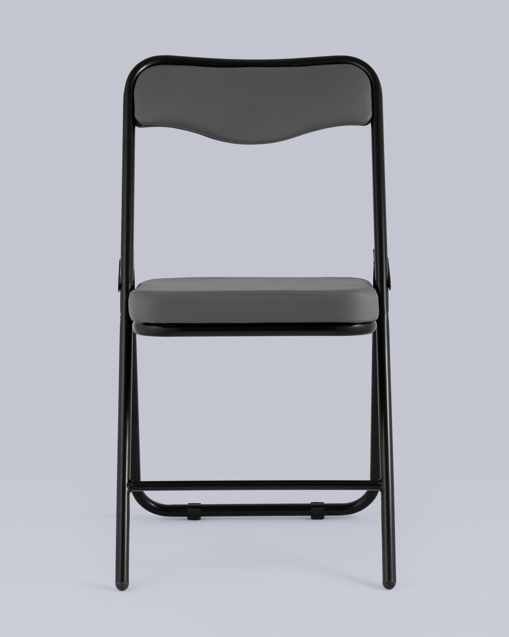Складной стул Джонни экокожа серый каркас черный матовый