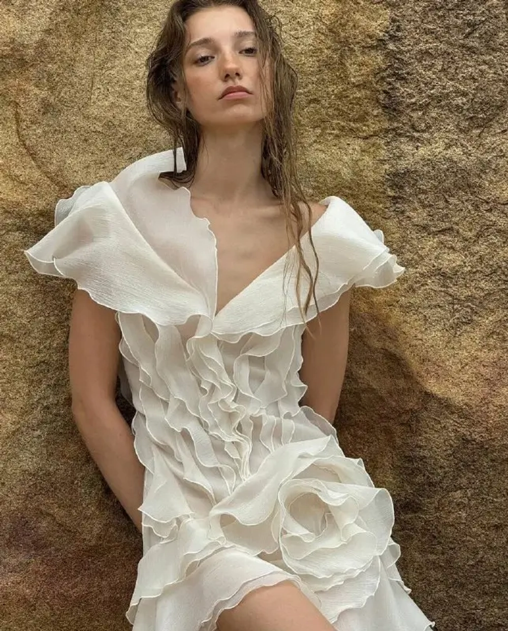 Платье короткое Флёр цвет, Молочный