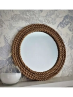 Зеркало настенное круглое с джутом интерьерное