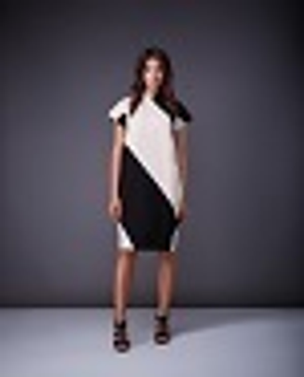 10-01-20 FW Платье прямого кроя с вставками, бежевый, коричневый XL