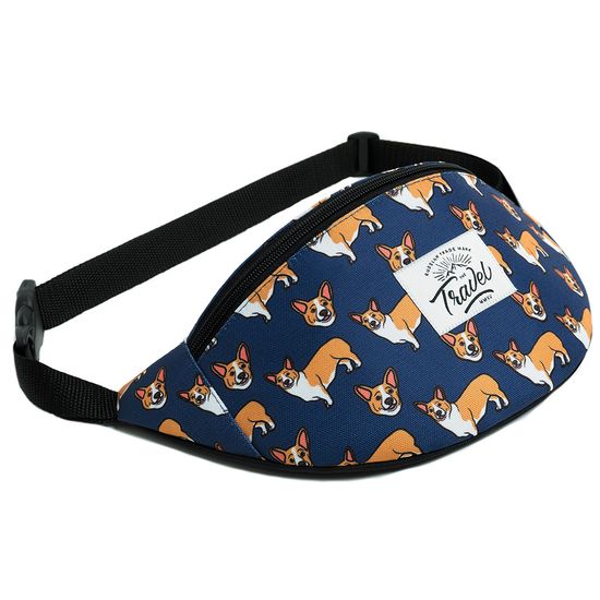 Поясная сумка Travel. Корги. Синий