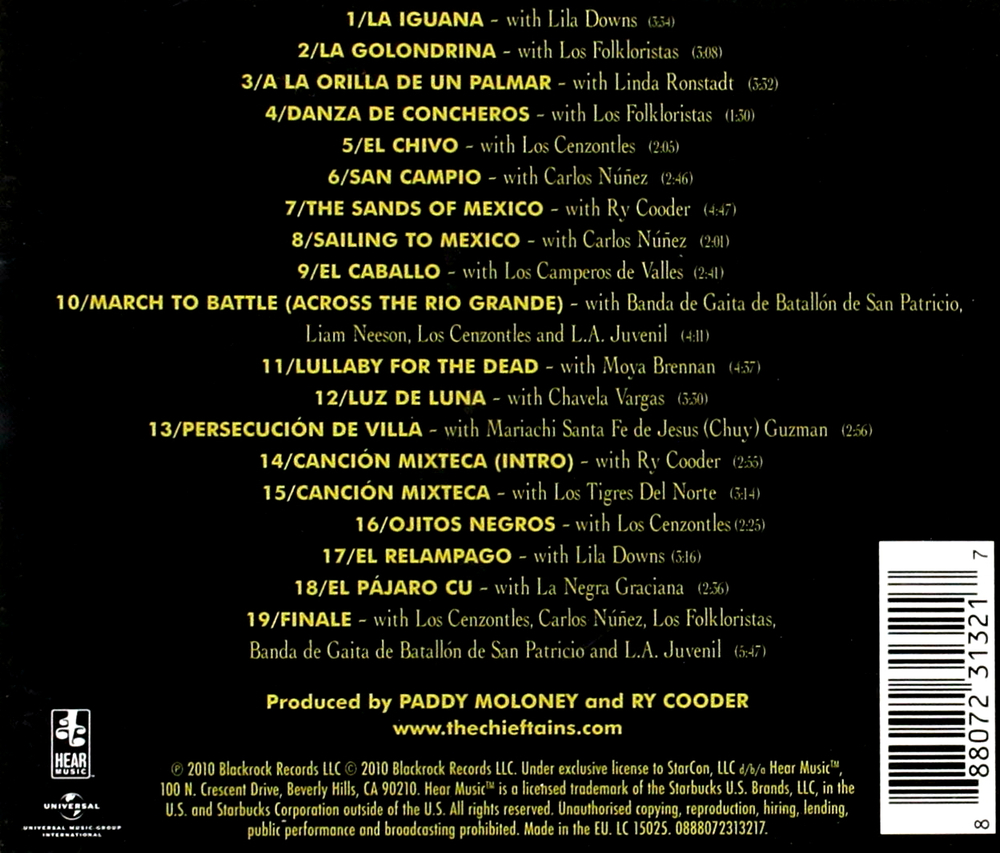 The Chieftains Featuring Ry Cooder / San Patricio (CD)