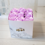 Мыльные розы сиреневые в коробке 9 штук