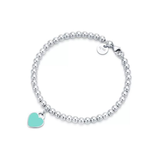Браслет Tiffany & Co. Heart Tag Bead Bracelet в серебре, 4 мм