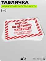 Табличка для частной территории "Подъем по лестнице запрещен", на дом, для участка, организаций и частных территорий, предупреждающая, 40х30 см, Silver Plane x Айдентика Технолоджи