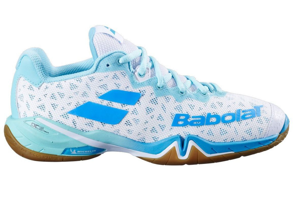 Женские кроссовки для бадминтона/сквоша Babolat Shadow 4 - white/lagoon