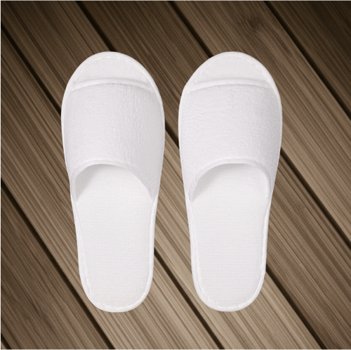 Тапки корал флис, открытый мыс (100 пар) одноразовые, белые
