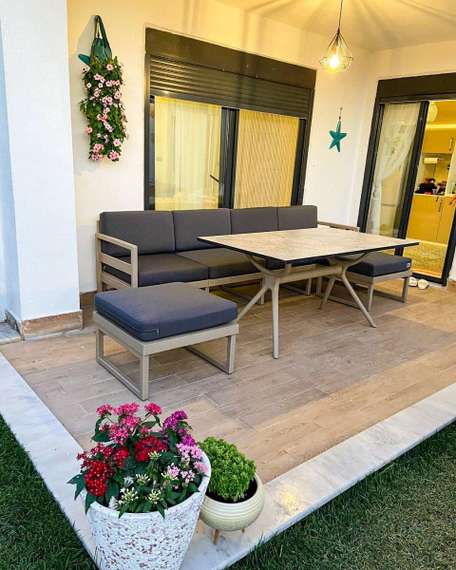 Комплект угловой уличной мебели Mykonos, пластик, бежевый