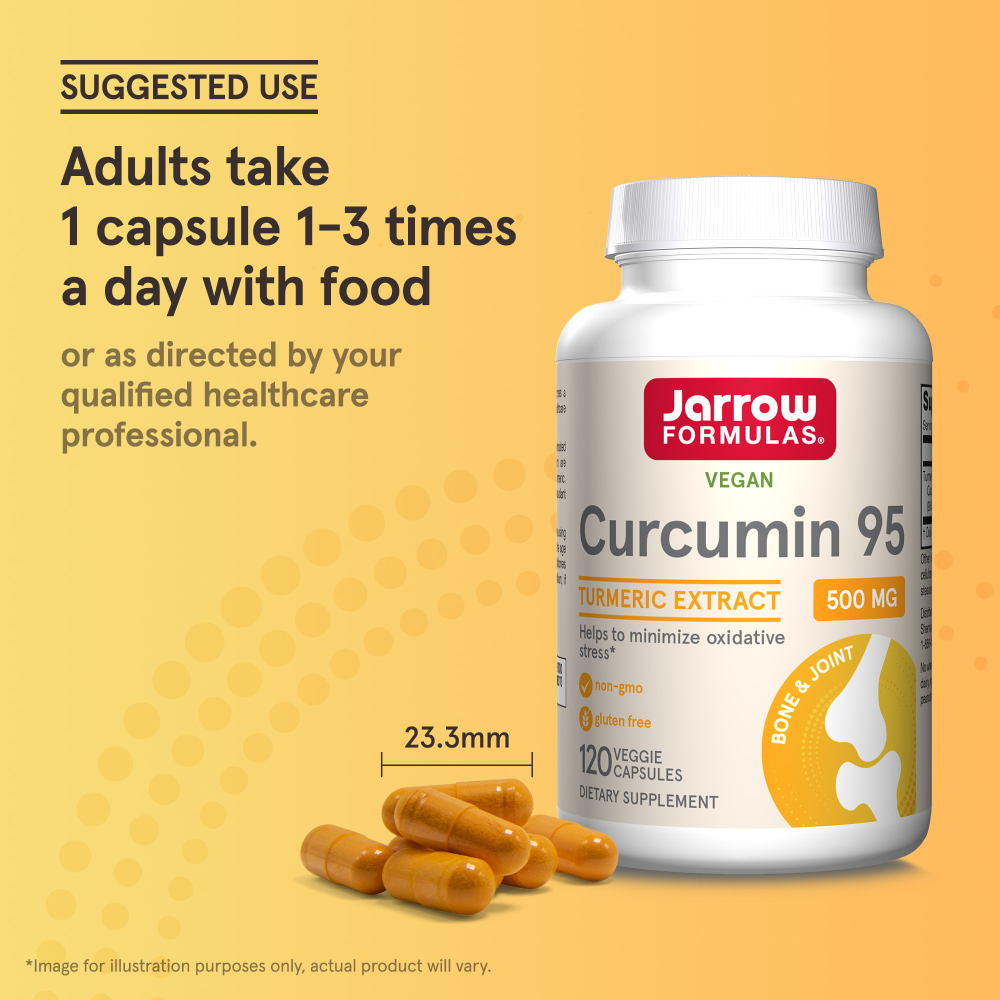 Jarrow Formulas, куркумин 95, экстракт куркумы, 500 мг, 120 растительных капсул