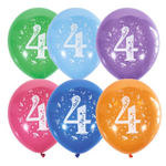 Воздушные шары Латекс Оксидентл с рисунком Цифра 4, 10 шт. размер 12" #6043520