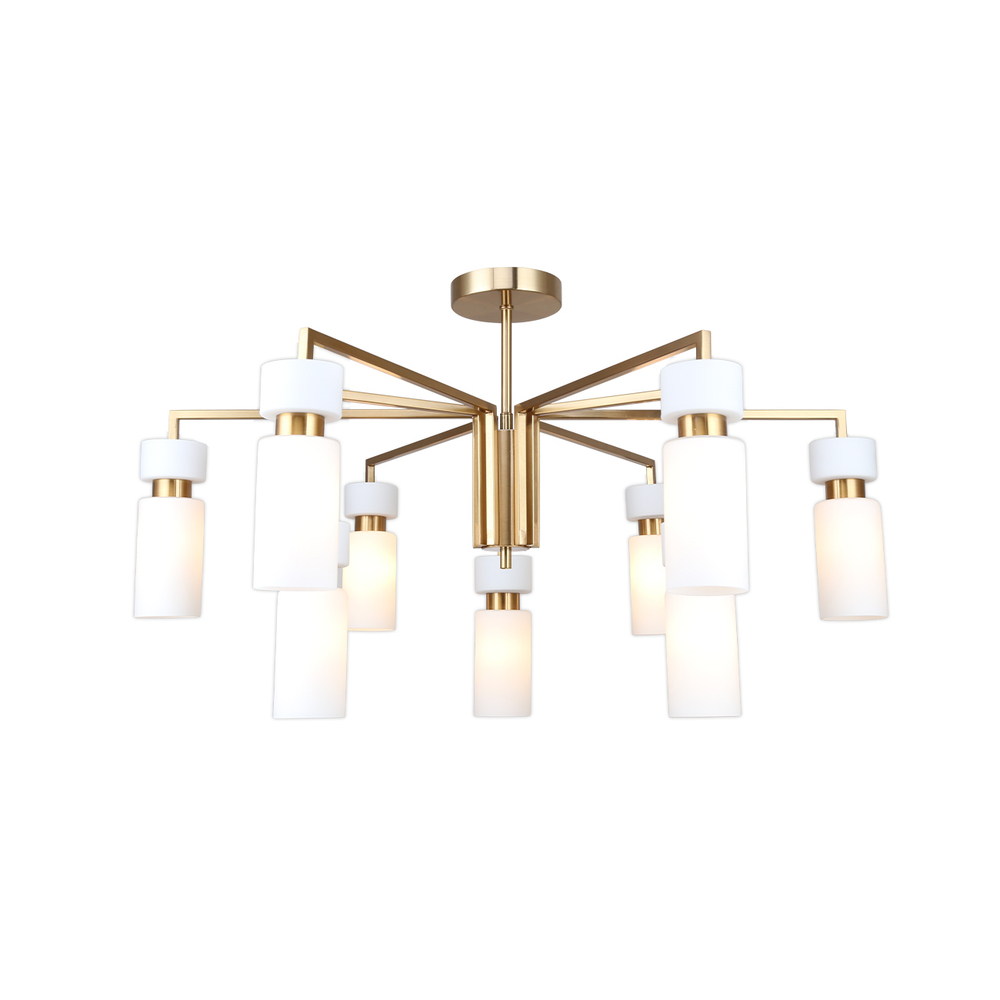 Люстра на штанге 9x40Вт E14, металл/стекло, бронза, белый плафон