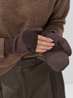 Комплект с начесом: снуд, варежки, шапка