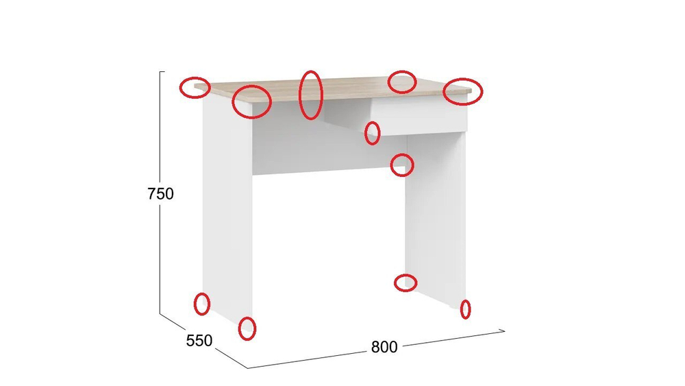 Diamond Стол компьютерный тип 1 80x55x75 Дуб Сонома/Белый Дисконт (Невозвратный товар!)