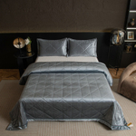 Велюровое покрывало в клетку OVL039, размер 240*260, наволочки 50-70 2 шт