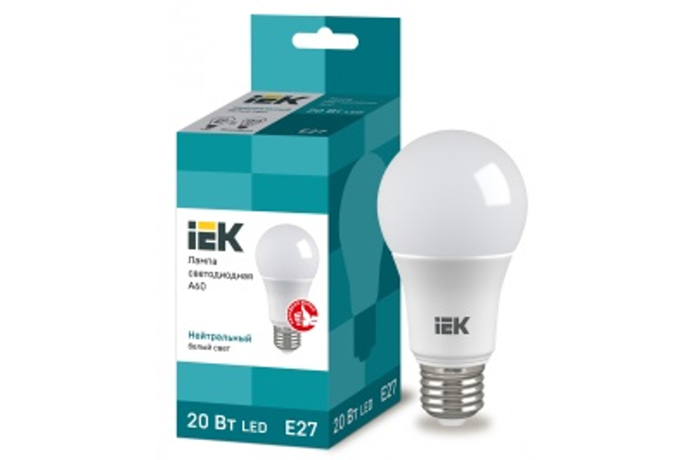 Лампа светодиодная ИЭК ECO 20W E27 A60 4000K 230V груша LLE-A60-20-230-40-E27