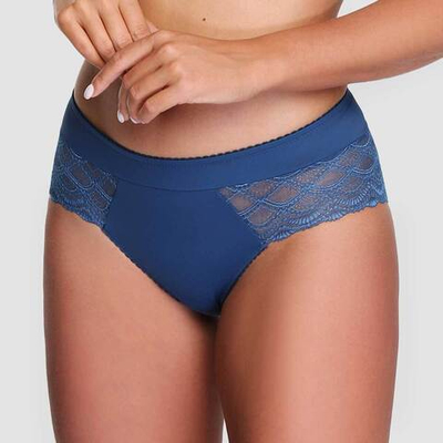 Классические трусики-слипы с кружевными вставками по бокам (Размер: 42) (Цвет: синий)